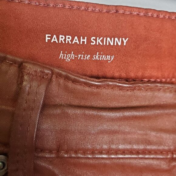 AG Adriano Goldschmied Farrah Skinny High-Rise Coated Red Pants Size 28 - Picture 7 of 9